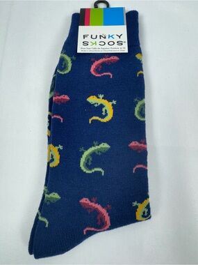 Funky Socks CK Men’s Crew Socks Casual Dress Gecko Lizards Size 10-13 NEW